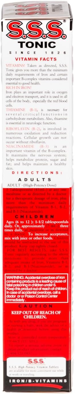 S.S.S. Tonic, Iron and Vitamin B Supplement, High Potency Vitamins, Bottle,10 Fl Oz (Pack of 1)