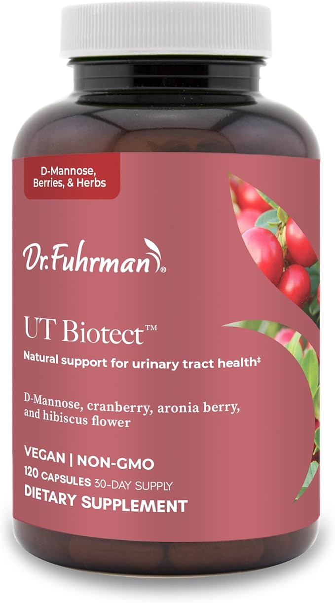 Dr. Fuhrman. Ut Biotect Urinary Tract Supplement | Wholefood Cranberry Pills for Women Made in The USA | D-Mannose, Aronia Berry, and Cranberry | Cleanses and Protects The Urinary Tract | 120 Caps