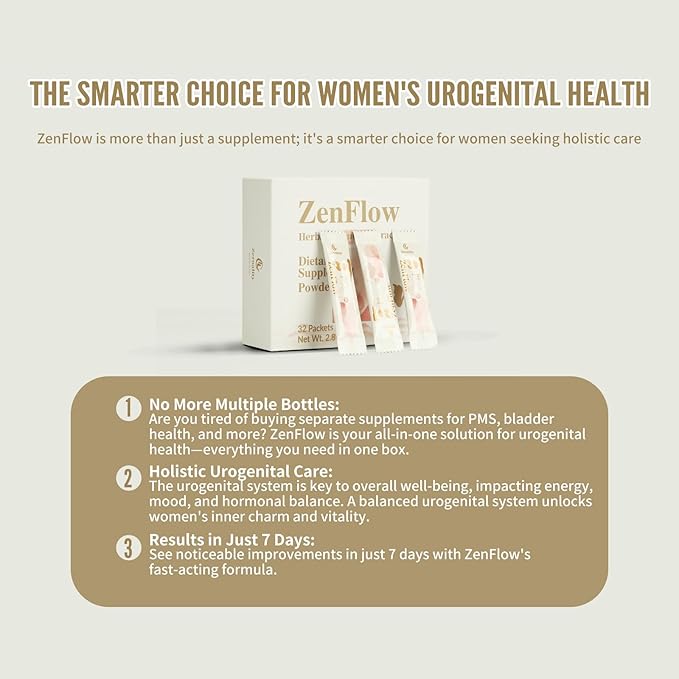 ZenFlow, PMS and Menstrual Support Supplement, TCM, Dong Quai, Promote Healthy Uterus, Kideny and Bladder, Promote Urogenital Function, Women's Health, (64 Packets - 2 Boxes)