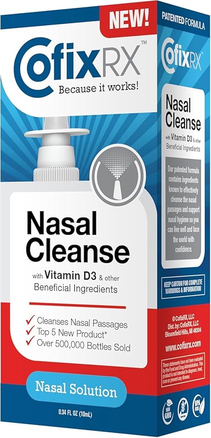 Nasal Cleanse Solution Spray, Povidone Iodine with Vitamin D3 & Xylitol, Cleans Nasopharynx, For Cold Allergy Sinus Relief, Laboratory Tested Patented Formula, Fast Acting & Long Lasting, 3 pk