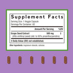 Doctor's Recipes Grape Seed Extract, 500 mg Standardized Extract with 95% Proanthocyanidins, Non-GMO, Antioxidant Support, Heart, Immune & Skin Health, 60 Veg Caps