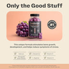 TruHeight Growth Gummies (Grape) Tall Nutrition for Natural Growth Supplement for Kids & Teens - Vitamin D, K, Calcium & Ashwagandha, Bone Strength Vitamins D3 K2, Picky Eater, Taller Ages 5+