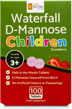 Waterfall D-Mannose Children Melt in the Mouth Tablets with a hint of Strawberry. Suitable for Boys & Girls, 3 Years + | 100 Count