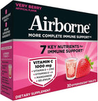 Airborne 1000mg Vitamin C with Vitamin D & Zinc, Sugar Free Multivitamin Immune Support Supplement, Antioxidants Vitamins A C & Vitamin E, 30 Effervescent Tablets, Very Berry Flavor