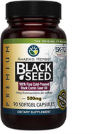 Amazing Herbs Premium Black Seed Oil Capsules - Gluten Free, Non GMO, Cold Pressed Nigella Sativa Aids in Digestive Health, Immune Support- 90 Count, (Pack of 1)