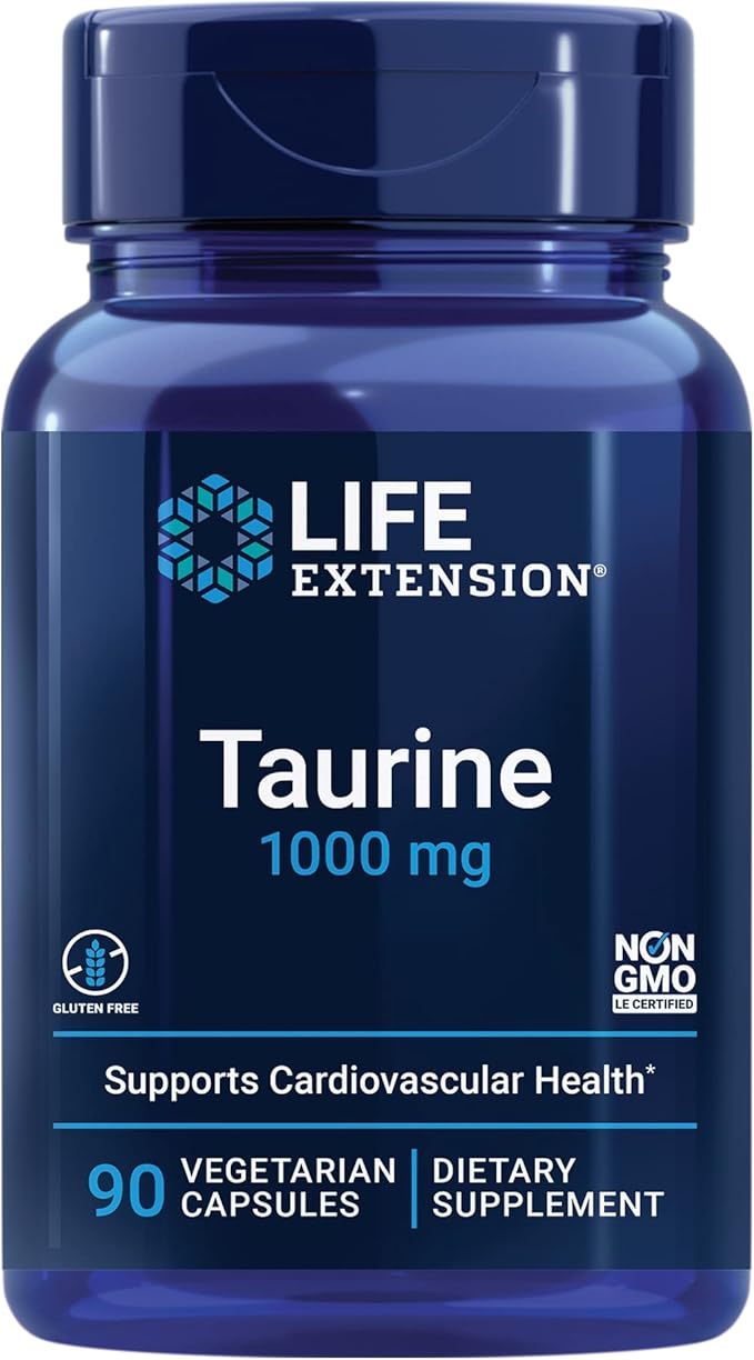 Life Extension Taurine 1000mg and Sea-Iodine 60 Capsules Supplement Bundle
