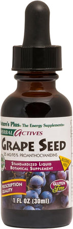 NaturesPlus Herbal Actives Grape Seed 25 mg Liquid Suspension - Vegan Drops, 1 fl oz - Vegetarian, Gluten-Free - 30 Servings