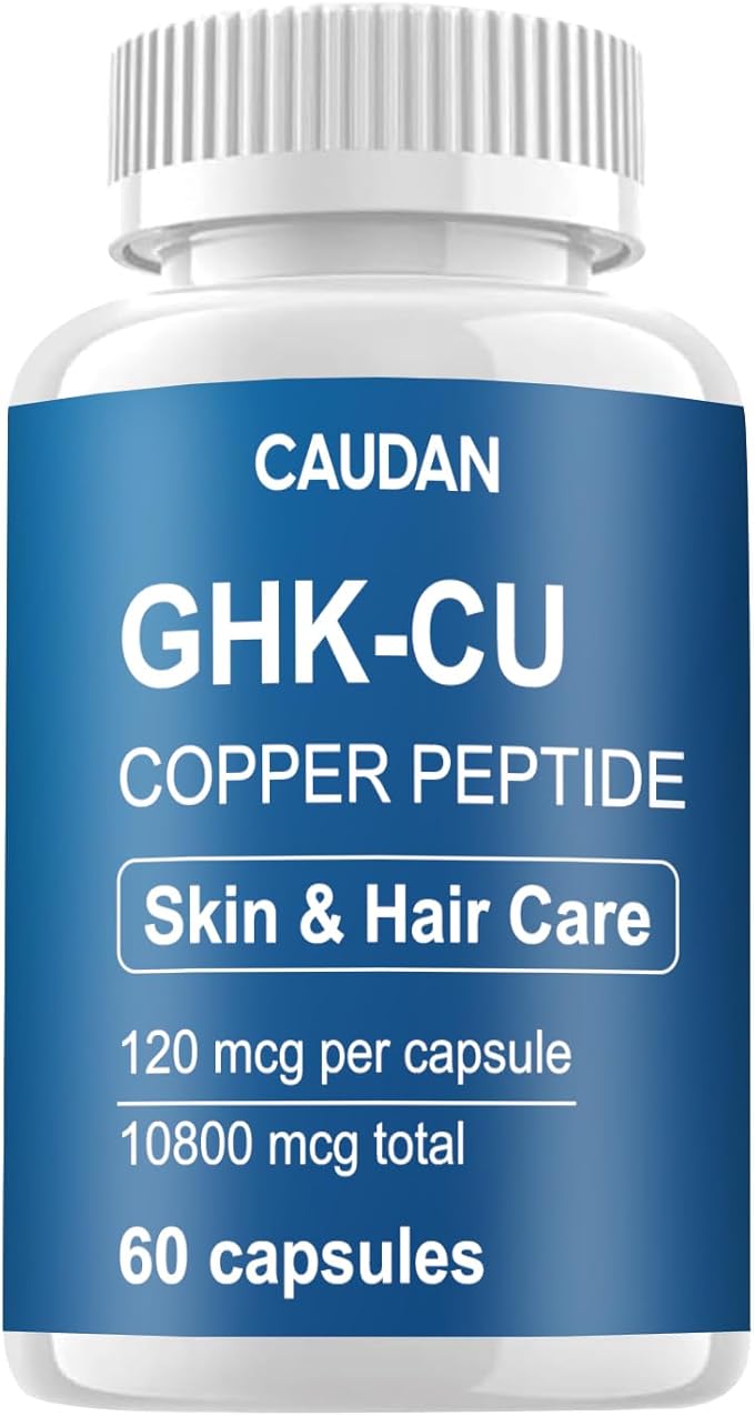 GHK-Cu Copper Peptide Supplement, 120mcg Vegan & Gluten-Free Delayed-Release Supplement Capsules for Skin & Hair - 60 ct