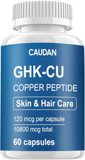 GHK-Cu Copper Peptide Supplement, 120mcg Vegan & Gluten-Free Delayed-Release Supplement Capsules for Skin & Hair - 60 ct
