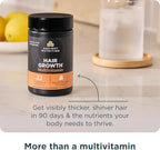 Ancient Nutrition Hair Growth Multivitamin – Supports Thicker Hair, Less Shedding, Smoother Skin & Stronger Nails – with Solubilized Keratin, Powered by Peptides, 22 Vitamins & Minerals – 30 Servings