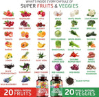 N1N Premium Super Fruits & Veggies Supplement, 180 Caps, Whole Food & Natural Superfood for Women, Men & Kids - Packed with Aloe Vera, Vitamins & Minerals