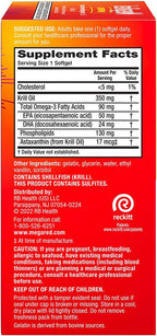MegaRed 350mg Omega 3 Supplement with EPA/DHA, Astaxanthin & Phospholipids, No Fish Oil Aftertaste Supports Heart, Brain, Joint and Eye Health, 120 Count Softgels (2 Pack)