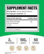 BulkSupplements.com Tart Cherry Powder - Fruit Powder, Tart Cherry Supplements - Antioxidant Source, Gluten Free & No Added Sugar, 2g per Serving, 100g (3.5 oz) (Pack of 1)