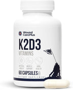 Wound Care Plus Vitamin K2 + D3 Supplement – Helps Maintain Healthy Bones, – Essential Vitamins for Cardiovascular & Skin Wellness – 60 Capsules – Non-GMO, Gluten-Free