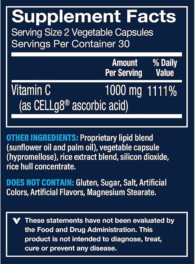 Vthrive Liposomal Vitamin C for Immune Support - Increased Bioavailability & Absorption - 1,000 MG (60 Vegetarian Capsules)