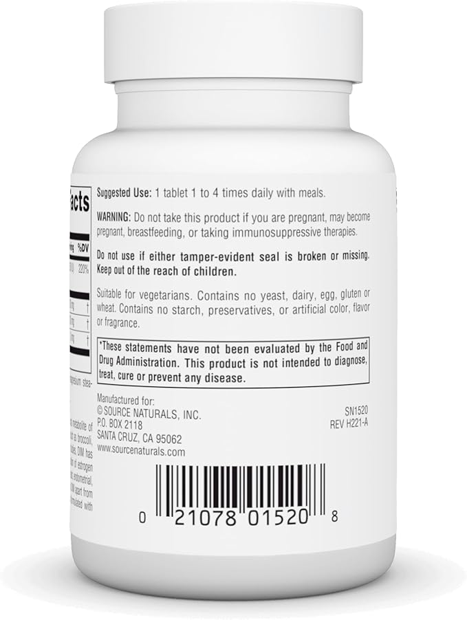 Source Naturals DIM, Diindolylmethane, 100mg - 30 Tablets
