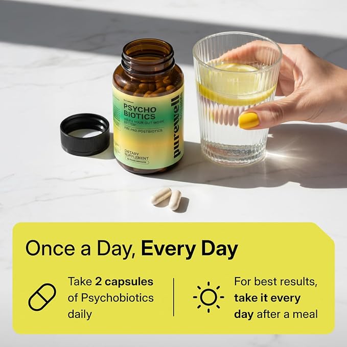 Psychobiotics – Advanced 3-in-1 Probiotic Prebiotic Postbiotic Supplement for Gut and Mood Support - 180 Vegan Probiotic Capsules – 50 Billion CFU – 3-Month Supply
