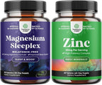 Bundle of High Absorption Magnesium Sleep Supplement - Rest Support Magtein Magnesium L-Threonate & Apigenin Theanine and Zinc 50mg Immune Support Supplement for Immune System - Easy to Swallow