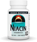 Source Naturals Niacin, Vitamin B-3, Non-GMO, 100 mg - 250 Tablets