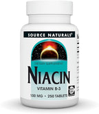 Source Naturals Niacin, Vitamin B-3, Non-GMO, 100 mg - 250 Tablets