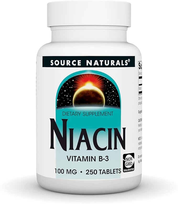 Source Naturals Niacin, Vitamin B-3, Non-GMO, 100 mg - 250 Tablets