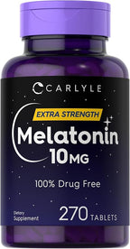 Carlyle Melatonin 10mg | 270 Tablets | with L-Theanine | Vegetarian, Non-GMO, Gluten Free Supplement