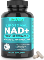 NAD Supplement 500mg, Liposomal NAD+ Supplement with Trans-Resveratrol for Women & Men, Vegan Non-GMO, 60 Capsules
