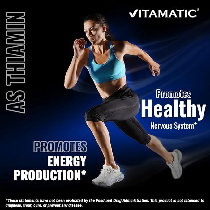 Vitamatic Vitamin B1 (As Thiamine Mononitrate) 100mg – 250 Vegetarian Tablets Supports Energy Production, Nervous System Function & Heart Health* (Pack of 2)
