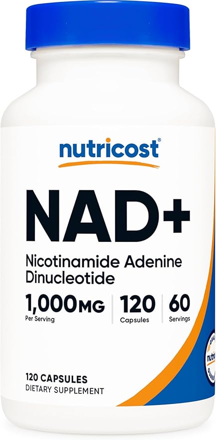 Nutricost NAD+ Supplement 1,000mg per Serving,120 Capsules (Nicotinamide Adenine Dinucleotide) - 60 Servings, Gluten-Free, Vegan