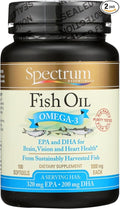 Spectrum Essentials Spectrum Fish Oil, 1000 mg, 100 SoftGels, From Sustainably Harvested Fish, (Pack of 2)