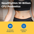 NewRhythm Probiotics 50 Billion CFU 20 Strains, 60 Veggie Capsules, Targeted Release Technology, Stomach Acid Resistant, No Need for Refrigeration, Non-GMO, Gluten Free