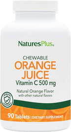 NaturesPlus Orange Juice Chewable Vitamin C - 500 mg, 90 Tablets - High Potency Immune & Vascular Health Support Supplement, Antioxidant - Gentle On Stomach - Vegetarian, Gluten-Free - 90 Servings