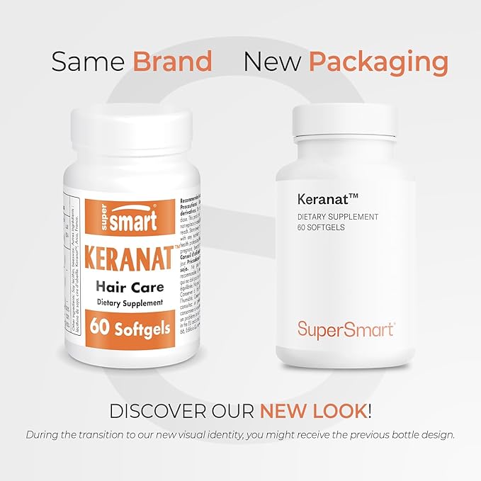 Supersmart - Keranat (Advanced Formula with Biotin) - Hair Supplement for Volume & Growth - Hair Loss Vitamins | Non-GMO & Gluten Free - 60 Softgels