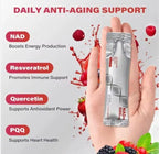 NAD+ Nicotinamide Riboside Quercetine Resveratrol PQQ 1000mg Advance Premium Supplement Liquid (30 Pockets) for Cellular Health Support, Energy Boost, Anti aging, Brain, Skin Glow for Men&Women