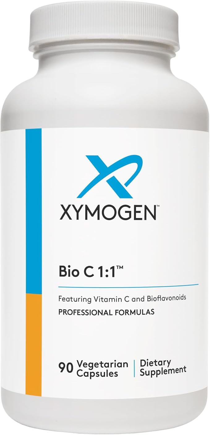 XYMOGEN Bio C 1:1 - Vitamin C Supplement with Citrus Bioflavonoids for Immune System Support - 500 mg Ascorbic Acid - Gluten-Free & Non-GMO - 90 Capsules