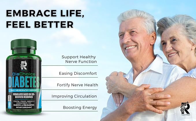 DiaChoice Neuropathy Support with Alpha Lipoic Acid 600 mg, to Fortify Nerve Health & Support Healthy Nerve Function, ALA, Co Q10, Magnesium, Zinc, Vitamins B12, B9, B6, B3, B2, B1, D, C, E & 5 more
