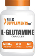 BulkSupplements.com L-Glutamine Capsules - Glutamine Supplement, Amino Acid Supplement - Gluten Free, 6 Capsules per Serving (5000mg), 360 Count (Pack of 1)
