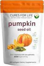 Pumpkin Seed Oil with Saw Palmetto – 3000mg Per Serving, 300 Softgels | Cold Pressed Virgin Oil | Supports Prostate, Bladder, Urinary & Hair Health | Non-GMO