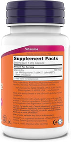 Now Supplements, MK-7 Vitamin K-2 100 mcg, Cardiovascular Support*, Supports Bone Health*, 180 Veg Capsules (Pack of 2)