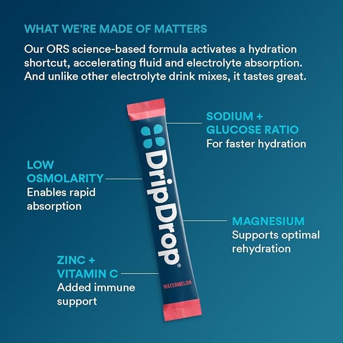 DripDrop Hydration Packets - Bold Variety Pack - Single Serve Electrolytes Powder Drink Mix - Watermelon, Berry, Lemon, Orange - Non-GMO, Gluten Free - 16OZ Serving Size - 80 Sticks - Value Pack