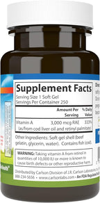 Carlson - Vitamin A, 10000 IU (3000 mcg RAE), Vision Health, 250 Softgels
