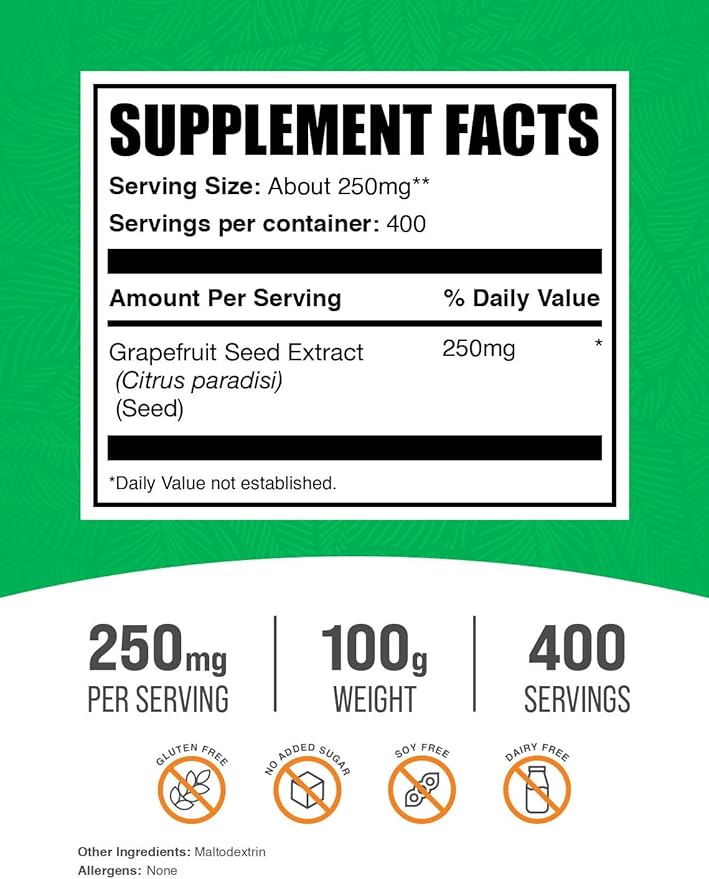 BulkSupplements.com Grapefruit Seed Extract Powder - Grapefruit Seed Supplements, Antioxidant Source - Herbal Supplement, Gluten Free, 250mg per Serving, 100g (3.5 oz) (Pack of 2)