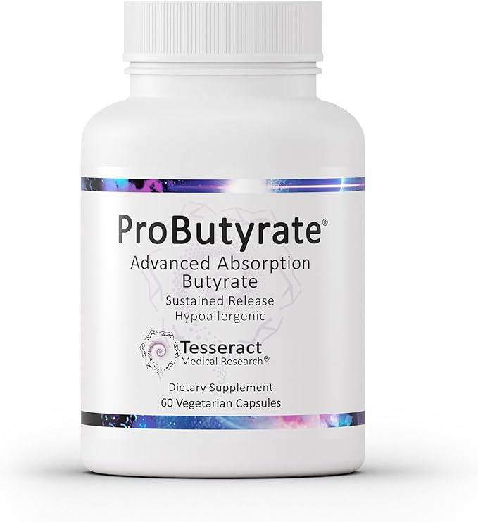 Tesseract Medical Research ProButyrate Gut Health Supplement, Butyric Acid Complex, Gastrointestinal Support Supplement, Helps Restore Balance to Stabilize Gut Microbiome, 600mg (60 Capsules)