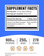 BulkSupplements.com Beta Carotene Powder - Beta Carotene Supplement, Vitamin A Supplement for Immune and Vision Support - Gluten Free, 900mg per Serving, 250g (8.8 oz) (Pack of 1)