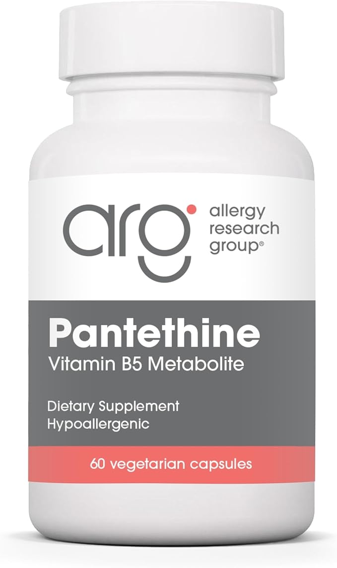 Allergy Research Group Pantethine Supplement - Vitamin B5, Pantothenic Acid, Metabolism Support, Liver Support, Cardiovascular Supplement, Coenzyme A, 660mg Vegetarian Capsules - 60 Count