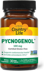 Country Life Pycnogenol 100mg - French Maritime Pine Bark Extract Antioxidants Supplement - Supports Cardiovascular Health - No Yeast, Corn, Wheat, Soy, Milk, Salt, Preservatives - 30 Capsules