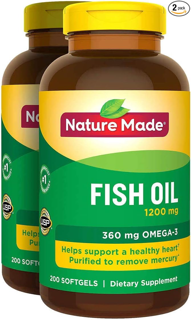2 x 200Pk Nature Made Fish Oil 1200 mg Softgels Omega 3