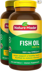 2 x 200Pk Nature Made Fish Oil 1200 mg Softgels Omega 3