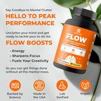 FLOW – Nootropic Brain Supplement for Focus, Memory, Creativity&Mental Clarity – Complete Daytime Cognitive Support with Lion’s Mane, Bacopa, Ginkgo, Guayusa | Vegan, Gluten-Free, Lab-Tested