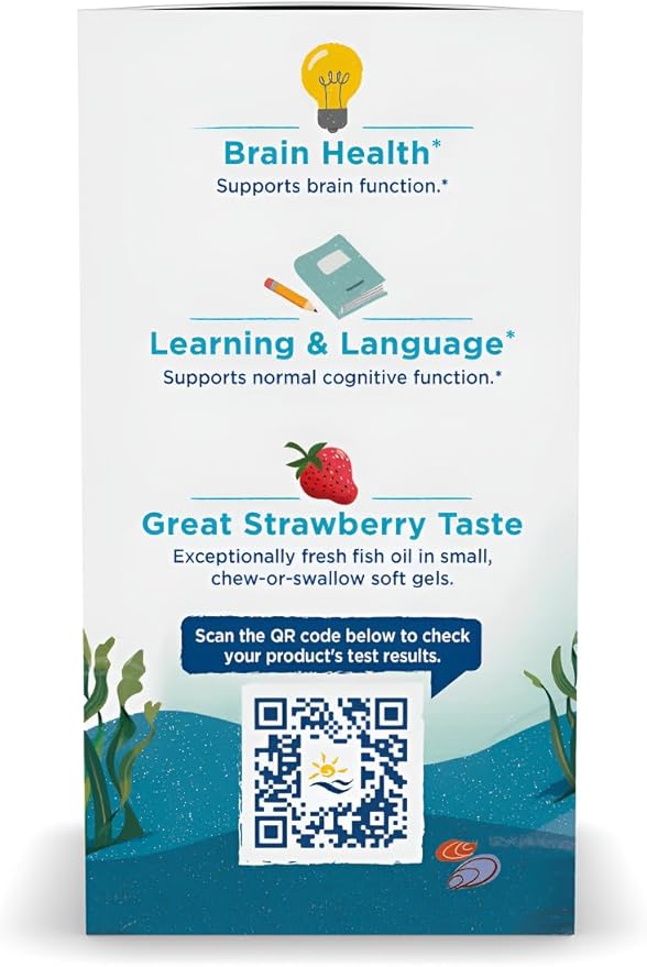 Nordic Naturals Ultimate Omega Jr., Strawberry - 90 Mini Soft Gels - 680 Total Omega-3s with EPA & DHA - Brain Health, Mood, Learning - Non-GMO - 45 Servings